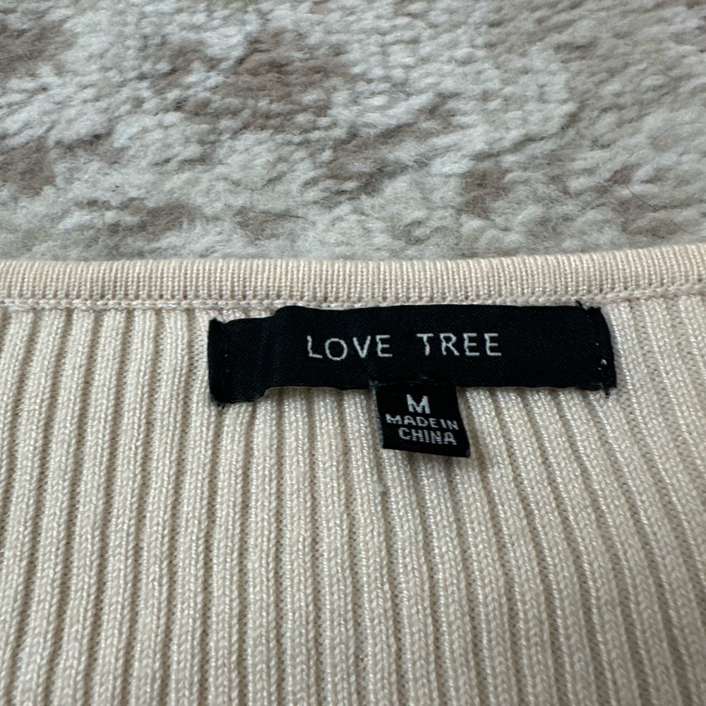 Love Tree Cream Ribbed Sweater Top Size Medium - Picture 3 of 3